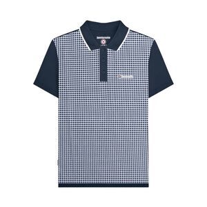 Lambretta Mens Gingham Polo Shirt / Navy